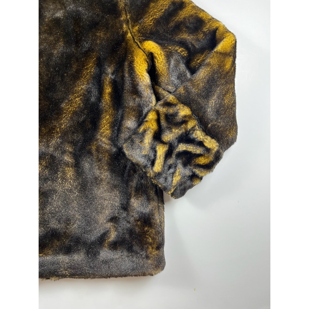 Dennis Basso Faux Fur Jacket Brown Gold Heavy Warm Luxurious Thick Large - Picture 10 of 12